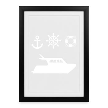 Motorboat - Framed poster (27 × 37 cm) - black - Front