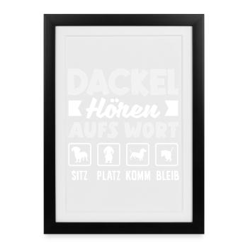 Dackel Hören Aufs Wort - Gerahmtes Poster (27 × 37 cm) - Schwarz - Vorne