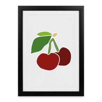 Red Cherries – Fruity Pop Illustration - Framed poster (27 × 37 cm) - black - Front