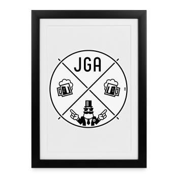 Bachelor Party Groom Hand Signal Beer Circle Symbol NEG 2C - Framed poster (27 × 37 cm) - black - Front