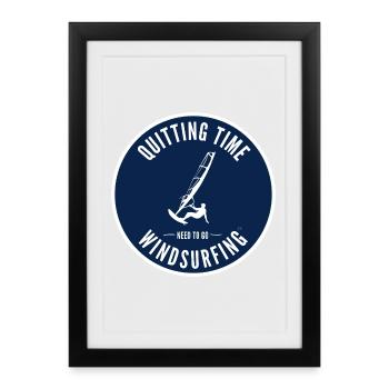 Quitting Time Windsurfing Emblem - Framed poster (27 × 37 cm) - black - Front