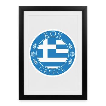 Kos Greece – Vintage Island Poster - Framed poster (27 × 37 cm) - black - Front