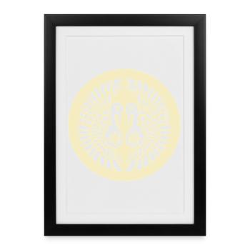 Vintage Oriental Pale Yellow Ikko Ikki Japan Mon - Framed poster (27 × 37 cm) - black - Front