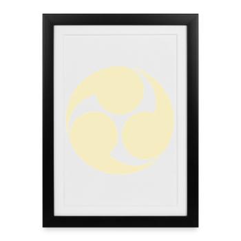 Oriental Vintage Pale Yellow Kobayakawa Japan Mon - Framed poster (27 × 37 cm) - black - Front
