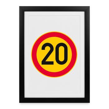 20th Birthday Age 20 Years Sign - Framed poster (27 × 37 cm) - black - Front