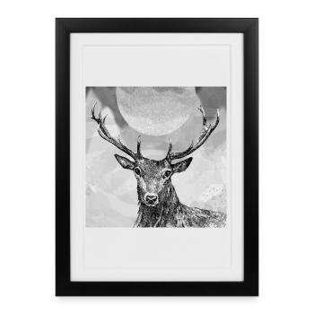 Deer - Framed poster (27 × 37 cm) - black - Front