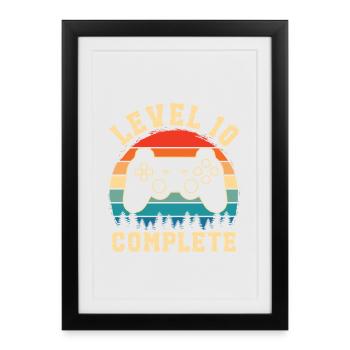 Level 10 complete – 10th anniversary gift - Framed poster (27 × 37 cm) - black - Front