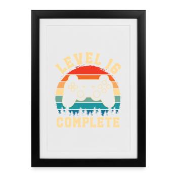 Level 16 complete – Cadeau 16 ans - Affiche encadrée (27 × 37 cm) - noir - Devant