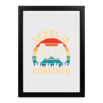 Level 19 complete – 19 Year Old Gamer Gift - Framed poster (27 × 37 cm) - black - Front