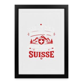 Bébés égaux meilleurs ont un papa Suisse - Affiche encadrée (27 × 37 cm) - noir - Devant