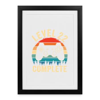 Level 22 complete – Cadeau 22 ans - Affiche encadrée (27 × 37 cm) - noir - Devant