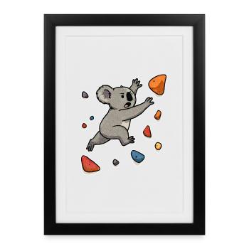 Koala Bouldering Dyno – Climbing Jump - Framed poster (27 × 37 cm) - black - Front