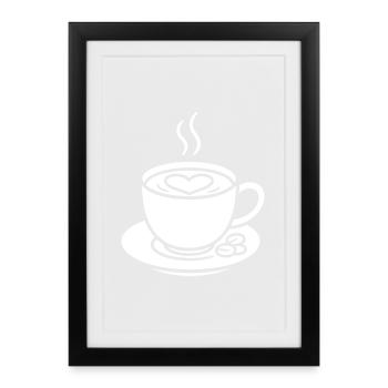 Tasse de café avec cœur pour les connaisseurs - Affiche encadrée (27 × 37 cm) - noir - Devant