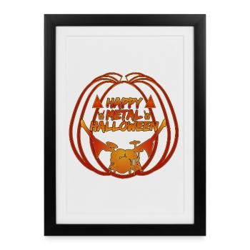 Happy Metal Halloween Drum Pumpkin - Framed poster (27 × 37 cm) - black - Front