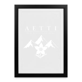 Aetti – Der Beste vom Berg – Alpen Silhouette Art - Gerahmtes Poster (27 × 37 cm) - Schwarz - Vorne