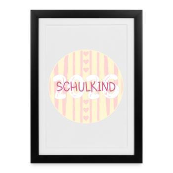 Schulkind 2026 Herz - Gerahmtes Poster (27 × 37 cm) - Schwarz - Vorne