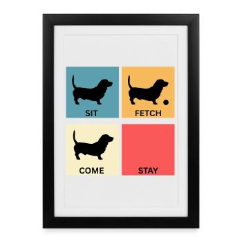 Basset Hound Dog Lover Cadeau pour la Maman du Chien - Affiche encadrée (27 × 37 cm) - noir - Devant