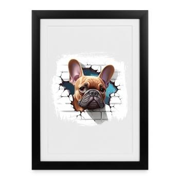 French Bulldog Cartoon - Framed poster (27 × 37 cm) - black - Front