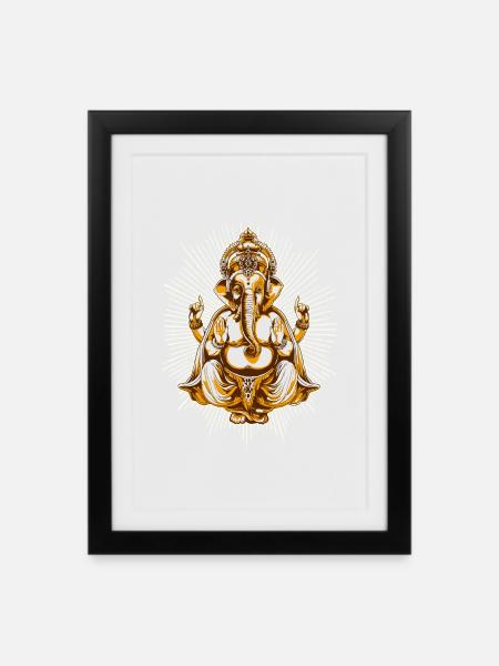shiva ganesh ganesha - Indrammet plakat (27 × 37 cm) - sort