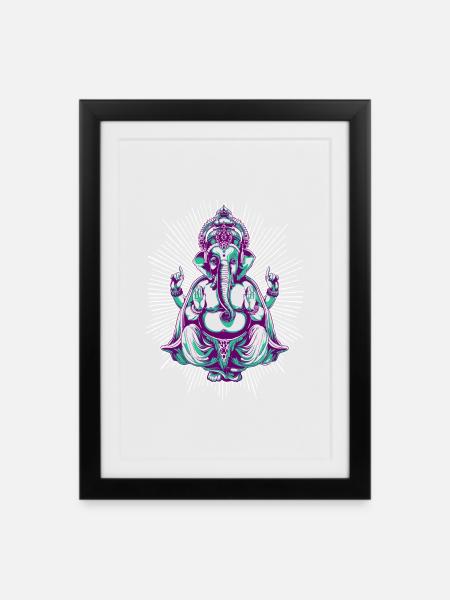 ganesha shiva hinduismus hindu india - Gerahmtes Poster (27 × 37 cm) - Schwarz