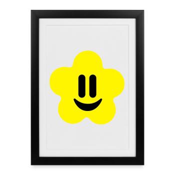 flower power smiley - Affiche encadrée (27 × 37 cm) - noir - Devant