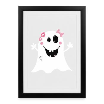 Funny girl Ghost I Halloween - Affiche encadrée (27 × 37 cm) - noir - Devant