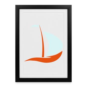 bateau à voile - Affiche encadrée (27 × 37 cm) - noir - Devant