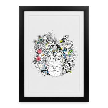 extraordinarily decorated lion mane with flowers - Framed poster (27 × 37 cm) - black - Front