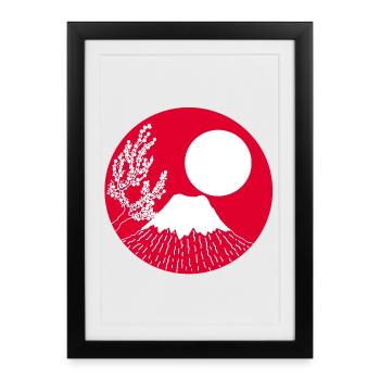 Mont fuji manga - Affiche encadrée (27 × 37 cm) - noir - Devant