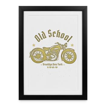 Vieux motard de la vieille école 1969 - Affiche encadrée (27 × 37 cm) - noir - Devant