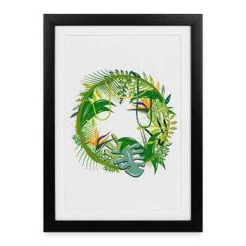jungle mystérieuse avec de nombreuses espèces végétales - Affiche encadrée (27 × 37 cm) - noir - Devant
