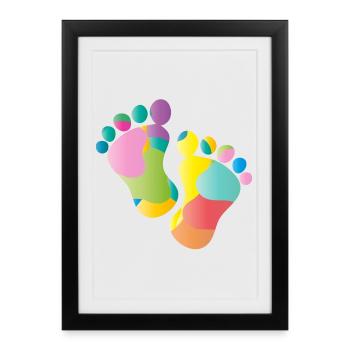 empreintes colorées de bébé - Affiche encadrée (27 × 37 cm) - noir - Devant