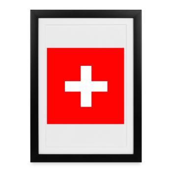 Cadeau du drapeau suisse suisse - Affiche encadrée (27 × 37 cm) - noir - Devant
