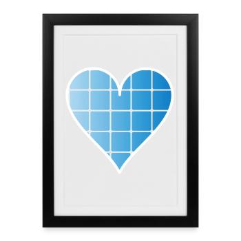 Solar cell as heart for positive energy - Framed poster (27 × 37 cm) - black - Front