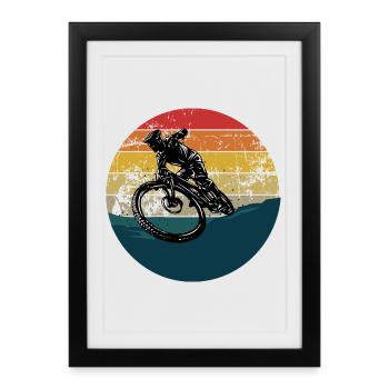 Cascade cycliste en VTT rétro VTT de descente - Affiche encadrée (27 × 37 cm) - noir - Devant