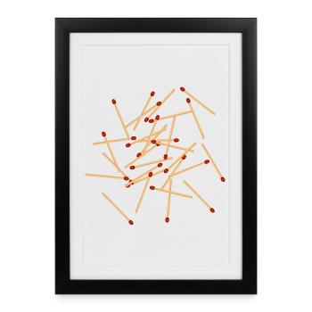 Allumettes sauvagement mêlées - Affiche encadrée (27 × 37 cm) - noir - Devant