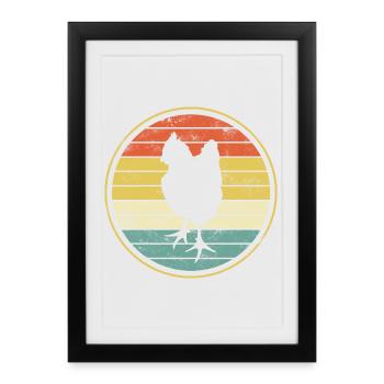 Poulet poules - Affiche encadrée (27 × 37 cm) - noir - Devant