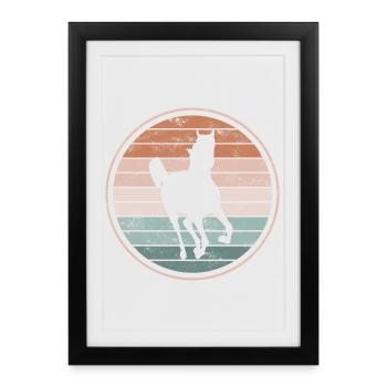 Cheval chevaux - Affiche encadrée (27 × 37 cm) - noir - Devant
