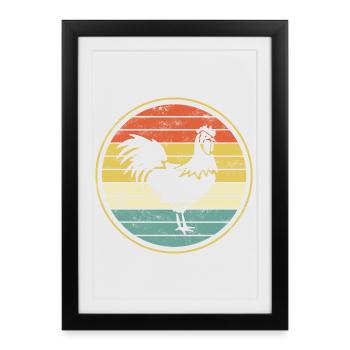 Poulet poulet coq - Affiche encadrée (27 × 37 cm) - noir - Devant