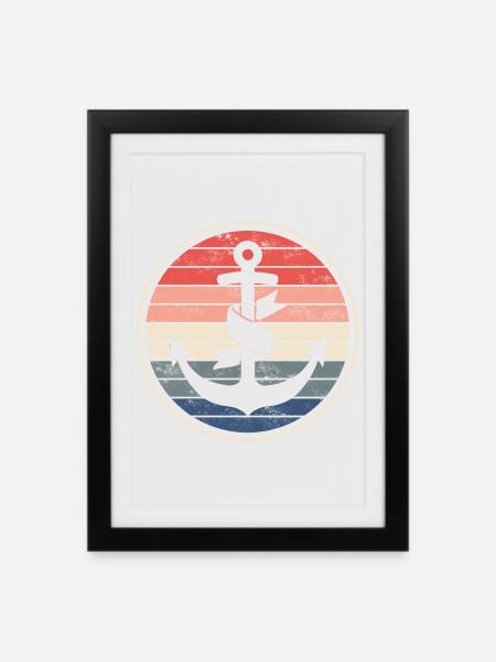 Bateau bateau capitaine - Affiche encadrée (27 × 37 cm) - noir