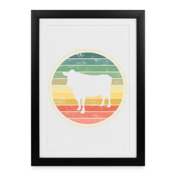 Vache Vaches - Affiche encadrée (27 × 37 cm) - noir - Devant