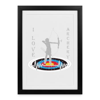 Woman with bow on target with heart motivation - Framed poster (27 × 37 cm) - black - Front