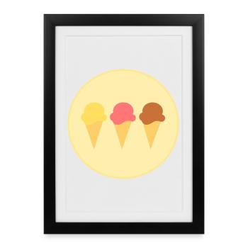 crème glacée crème glacée fraise glace vanille crème glacée chocolat glace - Affiche encadrée (27 × 37 cm) - noir - Devant