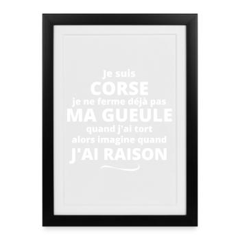 Corse, Corse humour, j'aime la Corse - Affiche encadrée (27 × 37 cm) - noir - Devant