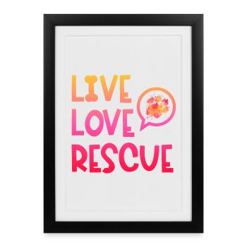 Rescue Dog Search Dog Service Dog Paw - Affiche encadrée (27 × 37 cm) - noir - Devant