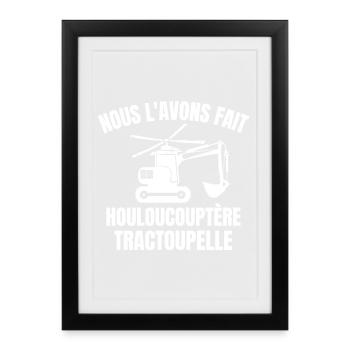 chantier, chef de chantier, chantier humour - Affiche encadrée (27 × 37 cm) - noir - Devant