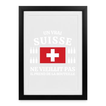 Suisse, Suisse humour, je suis Suisse - Affiche encadrée (27 × 37 cm) - noir - Devant