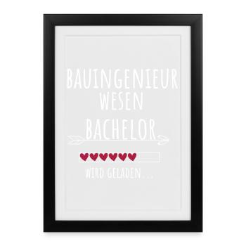 Bauingenieurwesen Bachelor Studium Geschenk - Gerahmtes Poster (27 × 37 cm) - Schwarz - Vorne