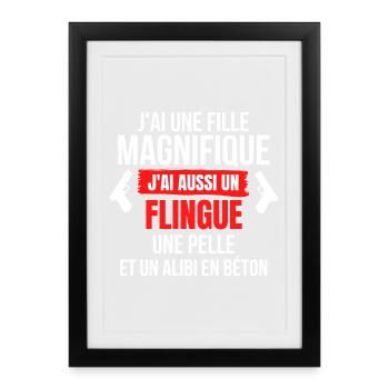 père et fille, mère et fille - Affiche encadrée (27 × 37 cm) - noir - Devant