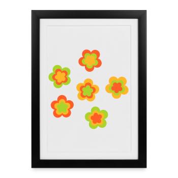 70s Flower Pattern - Framed poster (27 × 37 cm) - black - Front